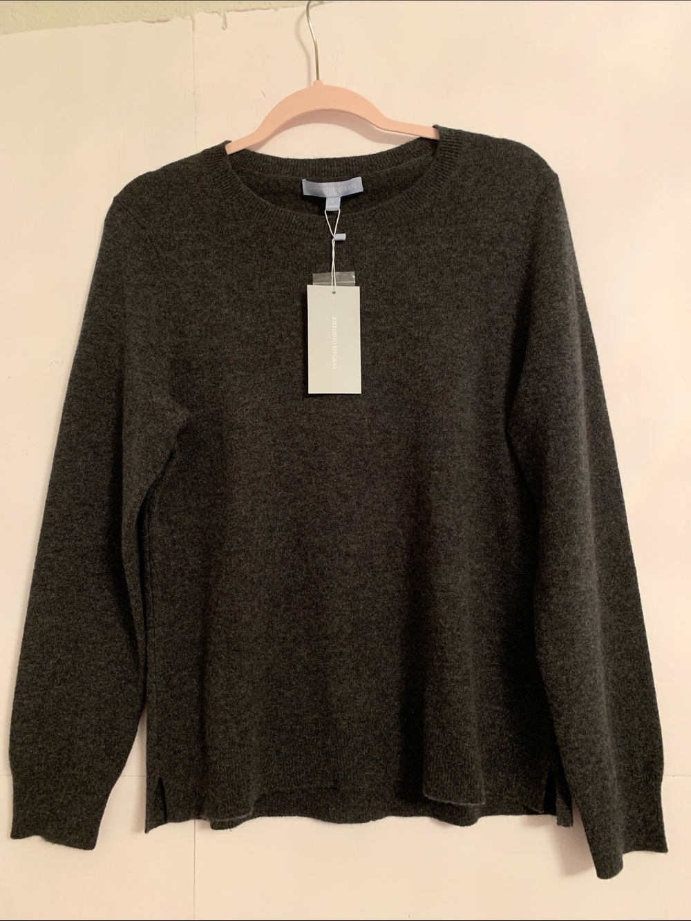 ANTONIO MELANI Cashmere Charcoal Crewneck Sweater Size L